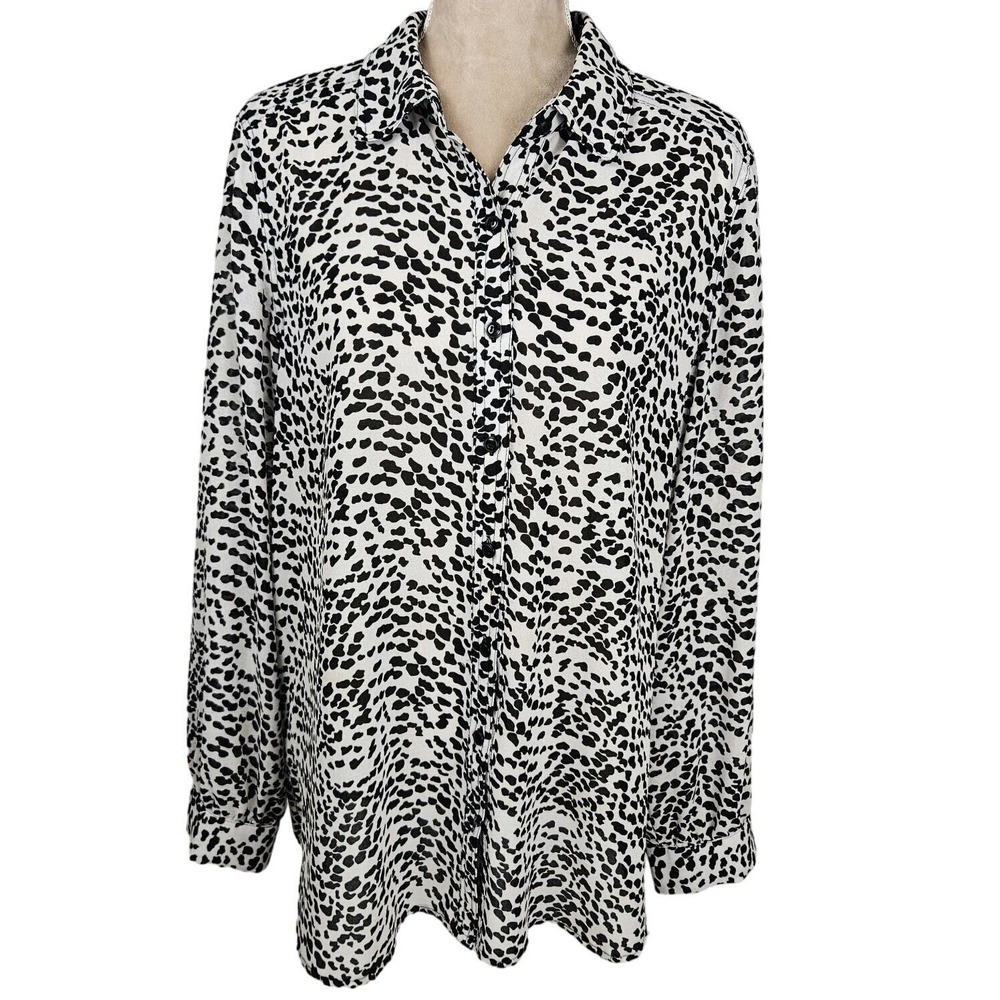 Spense Womens Cheetah Leopard Print Top Womens Sz‎ XL Semi Sheer Office Career